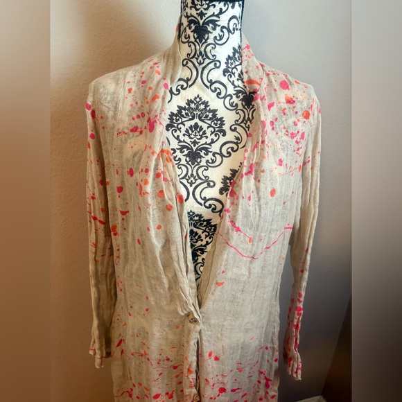 BANANA BLUE Bright Flax Mesh Splash Duster Coat - Picture 4 of 10